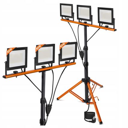 LED reflektor so stojanom 3xLED/50W/230V 4500K IP65 čierna/oranžová