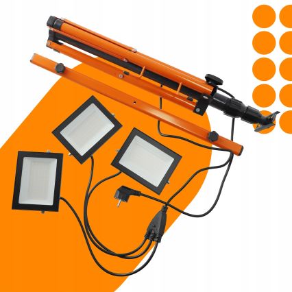 LED reflektor so stojanom 3xLED/50W/230V 4500K IP65 čierna/oranžová
