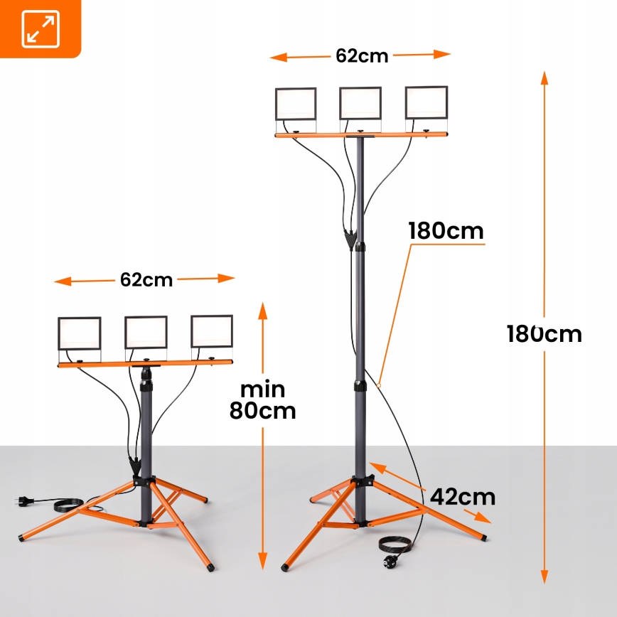 LED reflektor so stojanom 3xLED/50W/230V 4500K IP65 čierna/oranžová