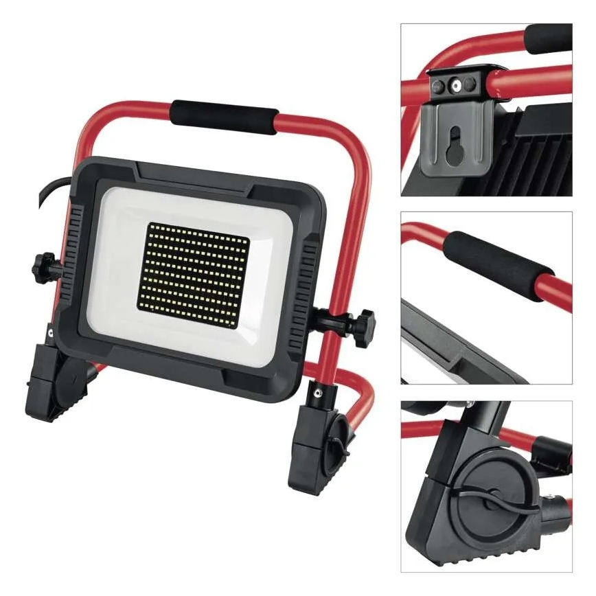 LED reflektor so stojanom ELION LED/100W/230V 4000K IP65 červená/čierna