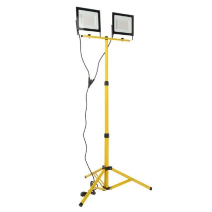 LED Reflektor so stojanom TIGRA 2xLED/100W/230V 4000K IP54 čierna/žltá