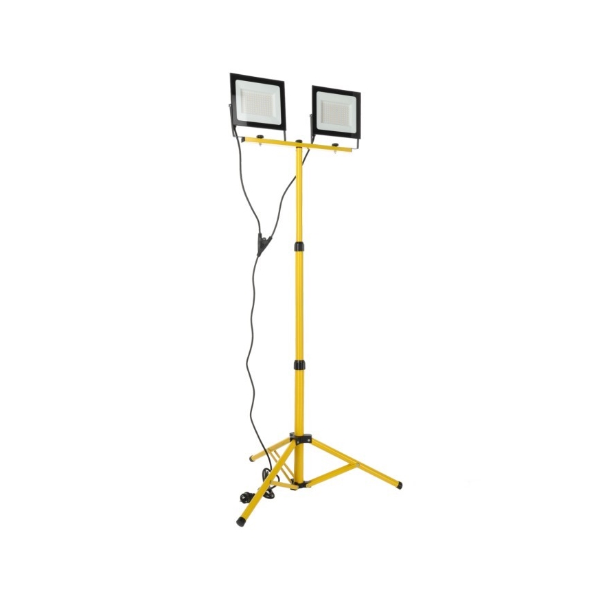 LED Reflektor so stojanom TIGRA 2xLED/100W/230V 4000K IP54 čierna/žltá
