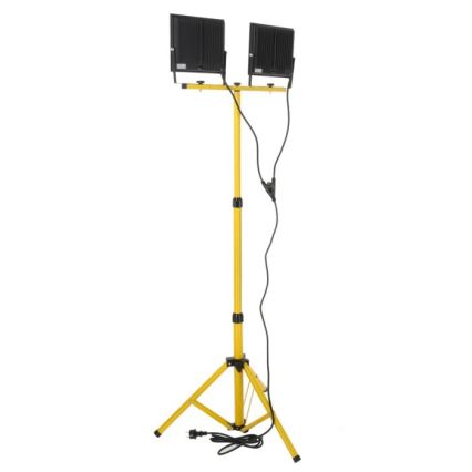 LED Reflektor so stojanom TIGRA 2xLED/100W/230V 4000K IP54 čierna/žltá