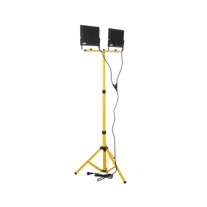 LED Reflektor so stojanom TIGRA 2xLED/100W/230V 4000K IP54 čierna/žltá