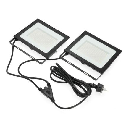 LED Reflektor so stojanom TIGRA 2xLED/100W/230V 4000K IP54 čierna/žltá
