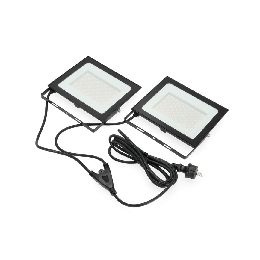 LED Reflektor so stojanom TIGRA 2xLED/100W/230V 4000K IP54 čierna/žltá