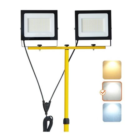 LED Reflektor so stojanom TIGRA 2xLED/100W/230V 4000K IP54 čierna/žltá