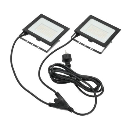 LED Reflektor so stojanom TIGRA 2xLED/50W/230V 4000K IP54 čierna/žltá