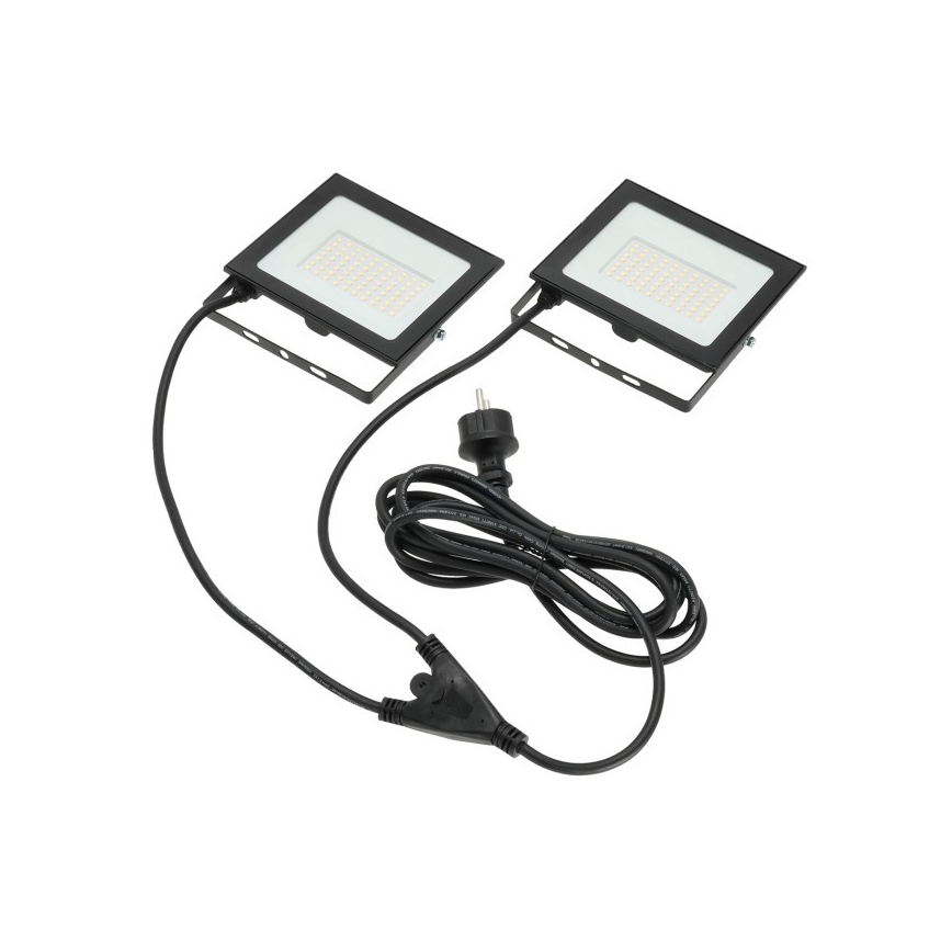 LED Reflektor so stojanom TIGRA 2xLED/50W/230V 4000K IP54 čierna/žltá