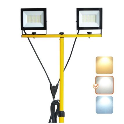 LED Reflektor so stojanom TIGRA 2xLED/50W/230V 4000K IP54 čierna/žltá