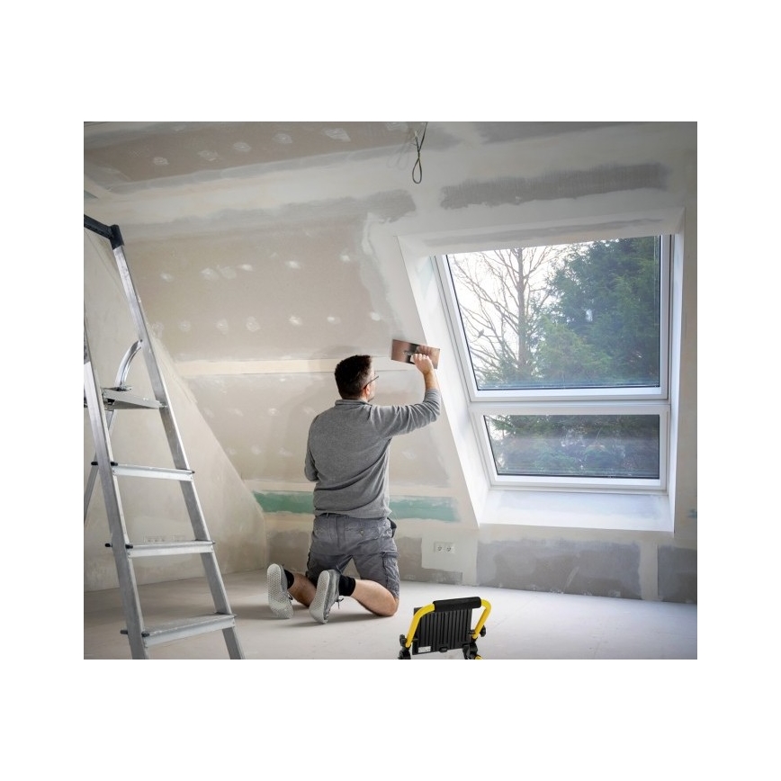 LED Reflektor TIGRA LED/100W/4000K IP54 čierna/žltá