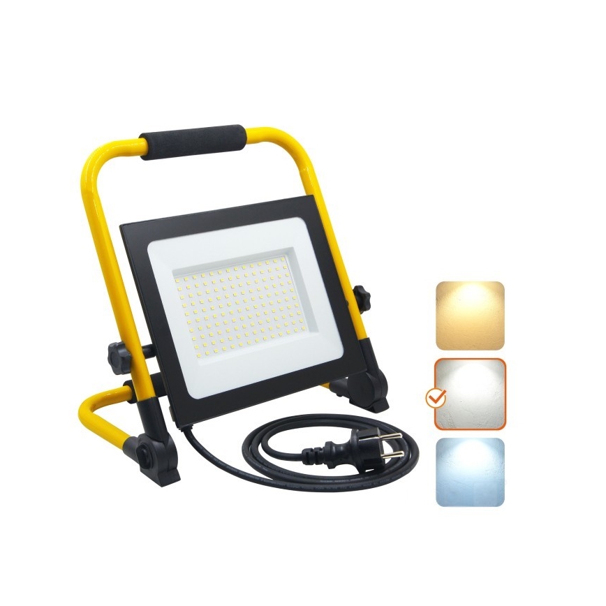 LED Reflektor TIGRA LED/100W/4000K IP54 čierna/žltá