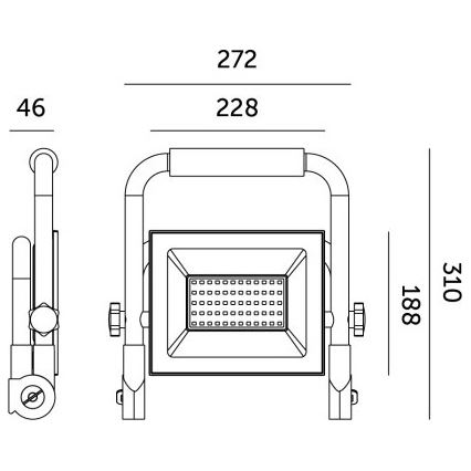 LED Reflektor TIGRA LED/100W/4000K IP54 čierna/žltá