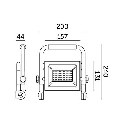 LED Reflektor TIGRA LED/50W/4000K IP54 čierna/žltá