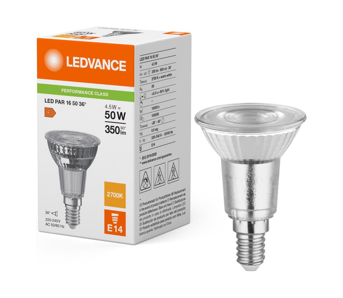 LED reflektorová žiarovka PAR16 E14/4,5W/230V 2700K 36° - Ledvance 4099854071379