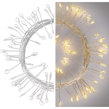 LED  reťaz 100xLED/3xAA 2,7m teplá biela