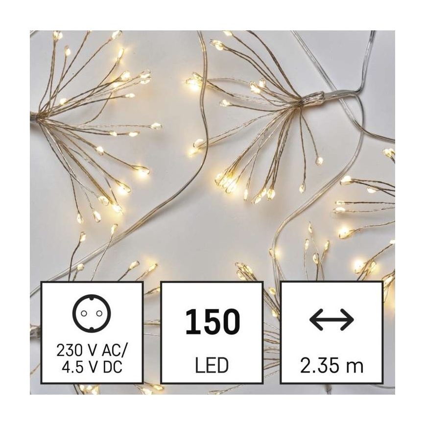 LED  reťaz 150xLED/5,35m teplá biela