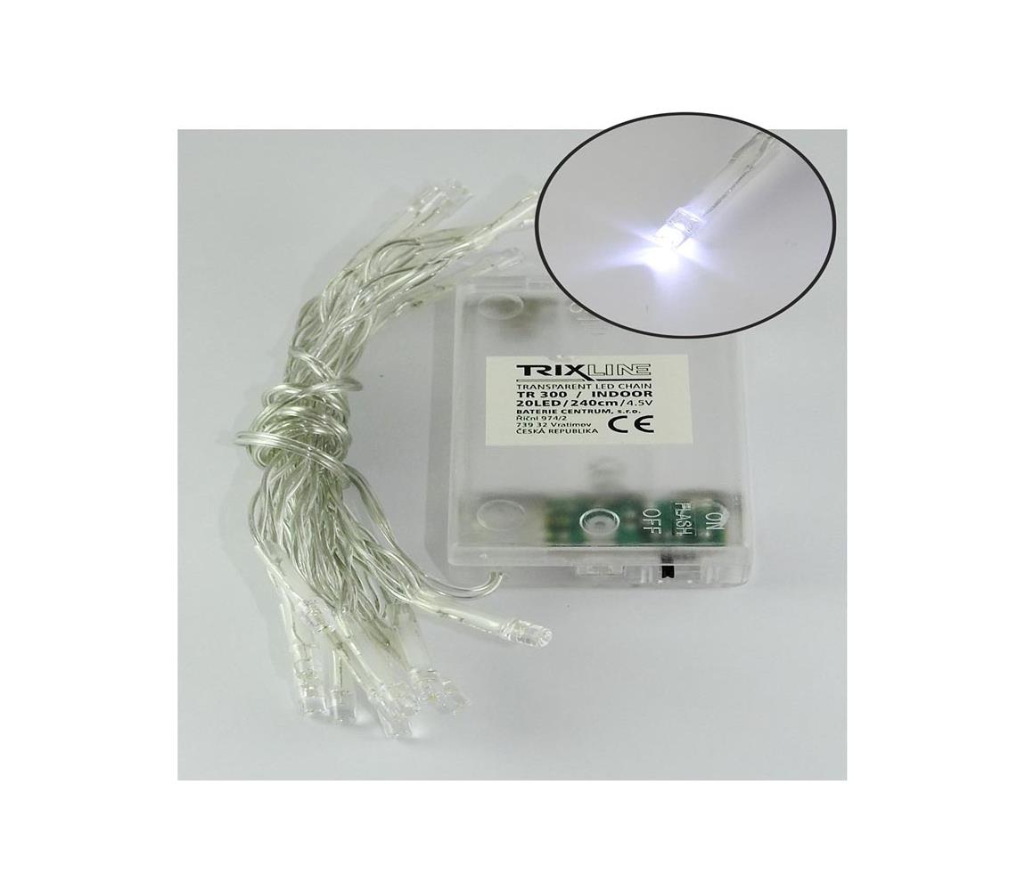 LED  reťaz 20xLED/2 funkcie 2,4m studená biela P492