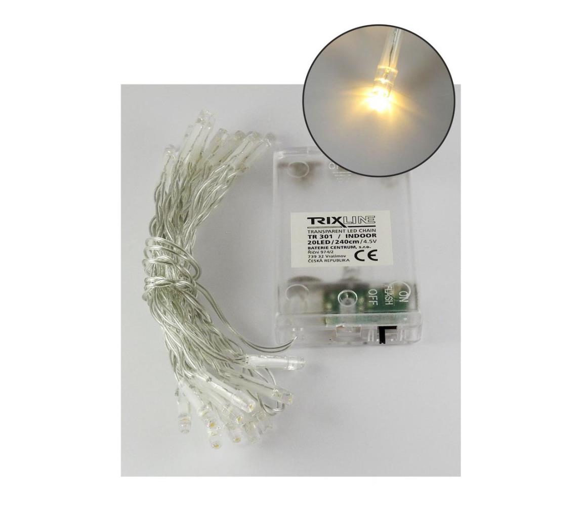 LED  reťaz 20xLED/2 funkcie 2,4m teplá biela P493