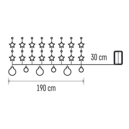LED reťaz 20xLED/2xAA 2,2 m teplá biela