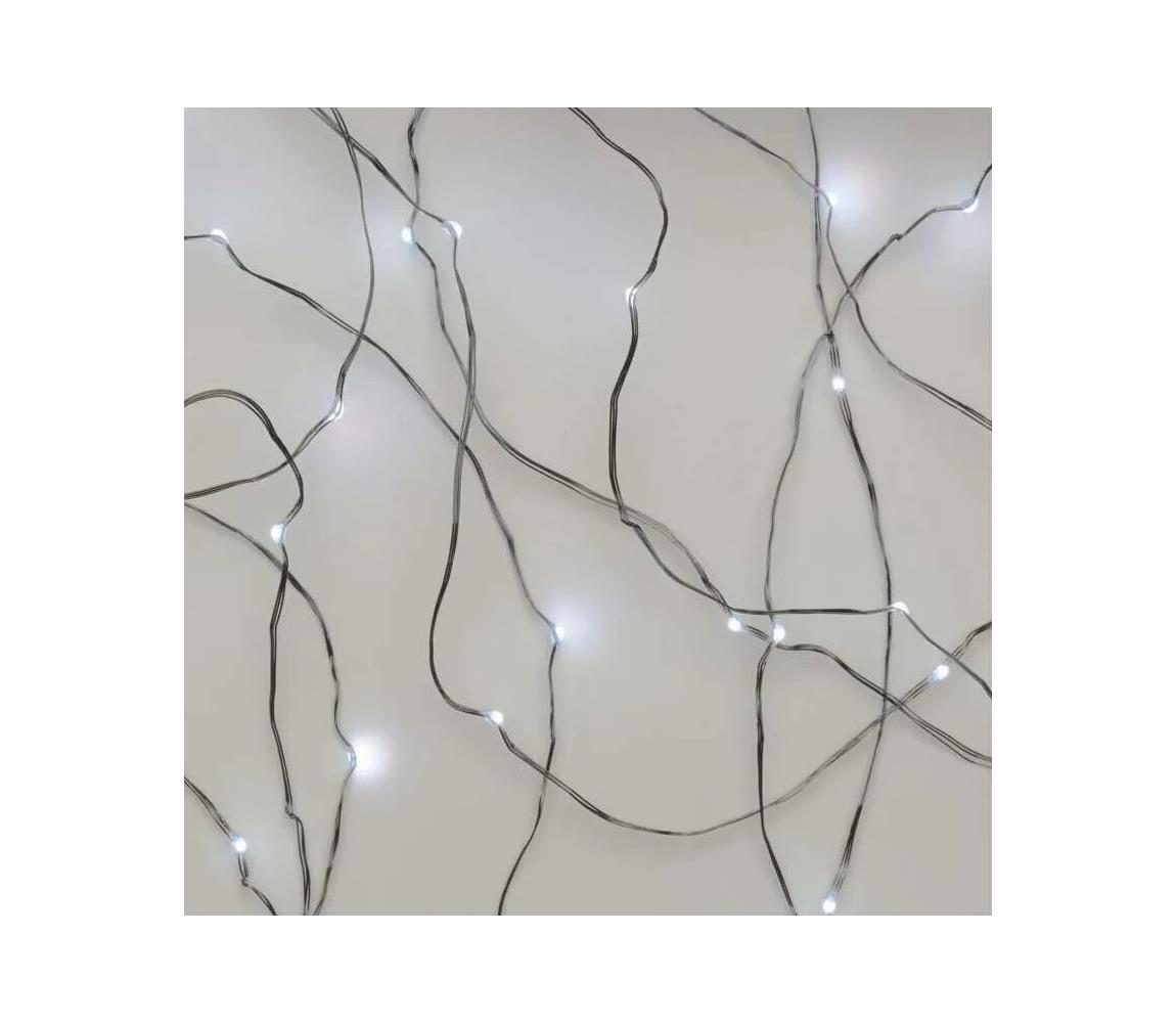 LED reťaz 20× LED / 2× AA, 2,4 m, studená biela D3AC07