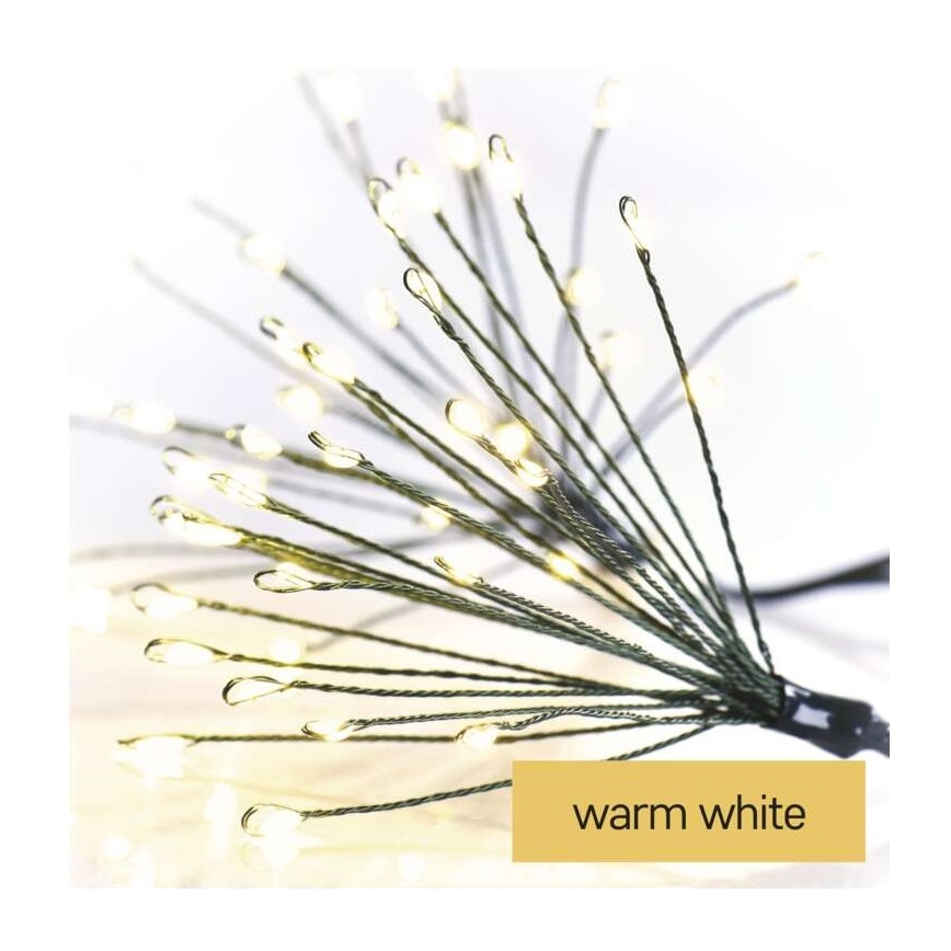 LED reťaz 300 × LED, 5,2+3 m, teplá biela