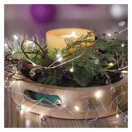 LED reťaz 40xLED/3xAA 1,5 m teplá biela