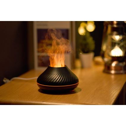 LED RGB Aróma difúzor s imitáciou plameňa LED/6,5W/5V 130ml čierna