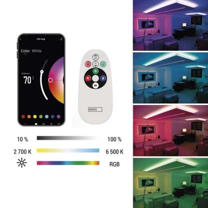 LED RGB+CCT Stmievateľný pásik GOSMART LED/21W/230V 5 m 2700-6500K IP44 Wi-Fi + diaľkové ovládanie