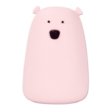 LED RGB Detská dotyková lampička BEAR LED/0,4W/5V ružová + USB