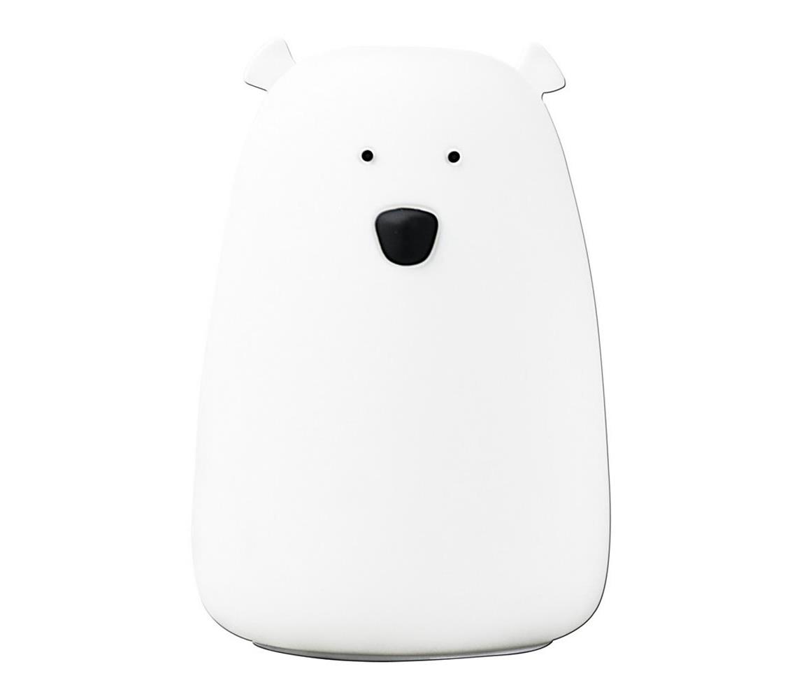  LED RGB Detská dotyková lampička BEAR LED/0,8W/5V biela + USB 