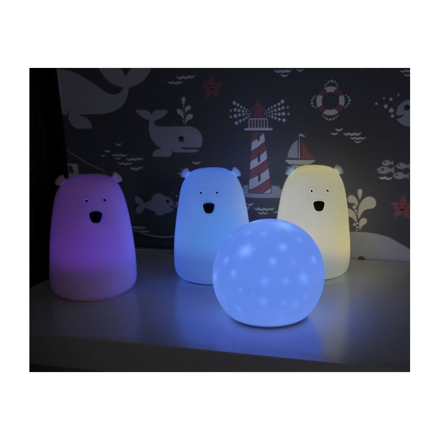 LED RGB Detská dotyková lampička BEAR LED/0,8W/5V modrá