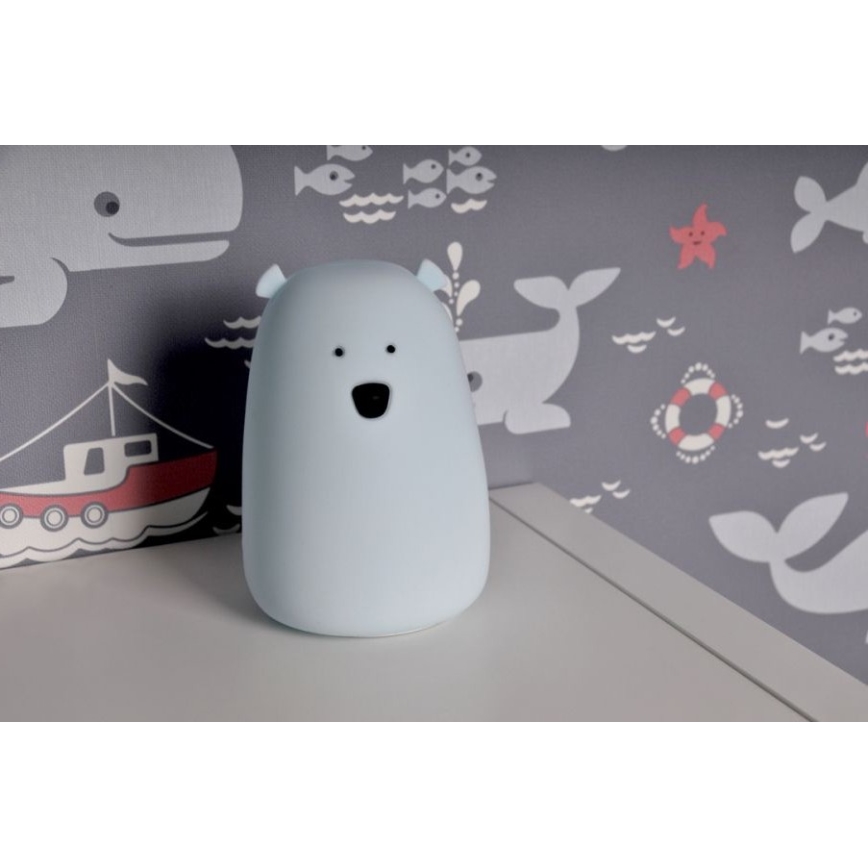 LED RGB Detská dotyková lampička BEAR LED/0,8W/5V modrá