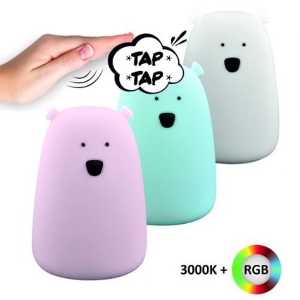 LED RGB Detská dotyková lampička BEAR LED/0,8W/5V modrá