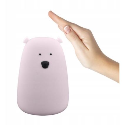 LED RGB Detská dotyková lampička BEAR LED/0,8W/5V ružová + USB