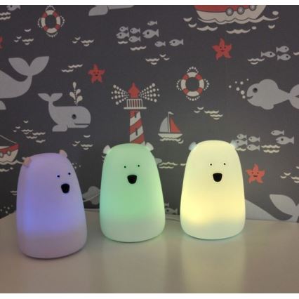 LED RGB Detská dotyková lampička BEAR LED/0,8W/5V ružová + USB