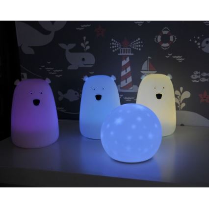 LED RGB Detská dotyková lampička BEAR LED/0,8W/5V ružová + USB