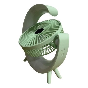 LED RGB Nabíjací stolný ventilátor 5W/5V 1200 mAh zelený