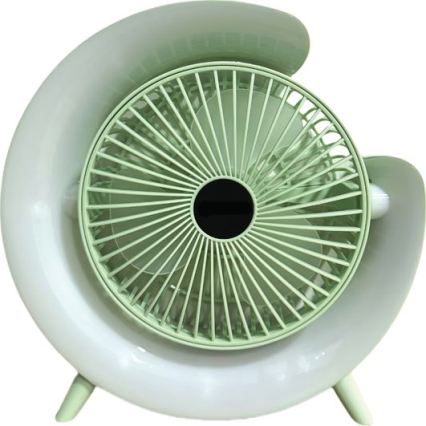 LED RGB Nabíjací stolný ventilátor 5W/5V 1200 mAh zelený