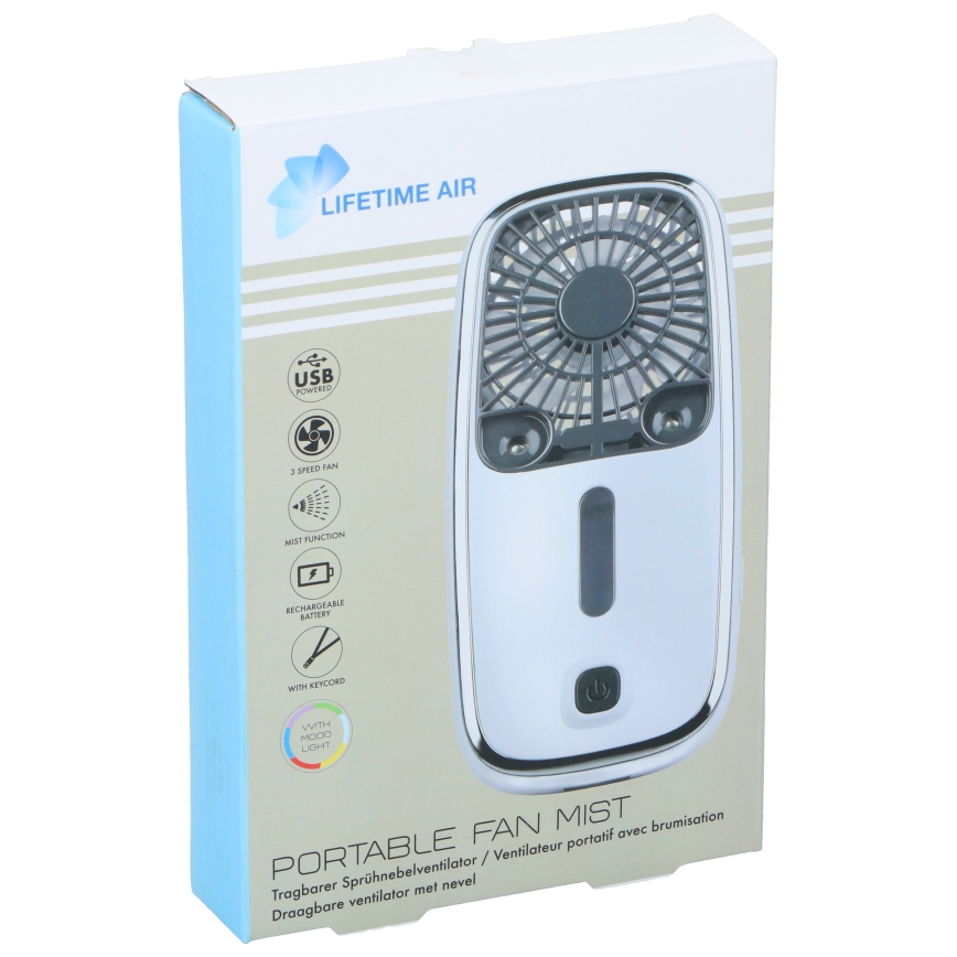 LED RGB Nabíjací vreckový ventilátor s hmlovým efektom 3,7V 1200 mAh