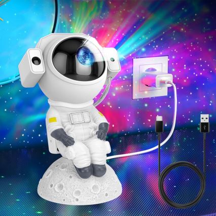 LED RGB projektor 3 v 1 LED/5W/5V 3000/4000/6000K astronaut + diaľkové ovládanie