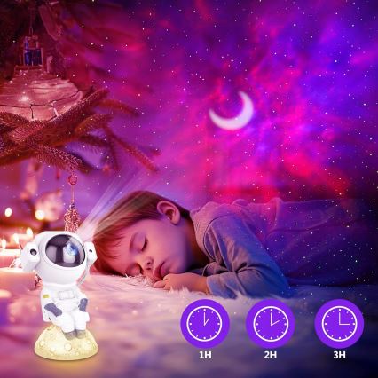 LED RGB projektor 3 v 1 LED/5W/5V 3000/4000/6000K astronaut + diaľkové ovládanie