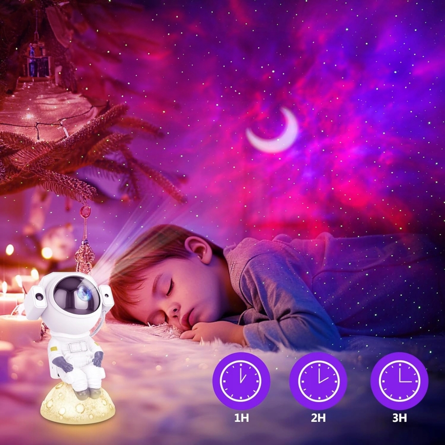 LED RGB projektor 3 v 1 LED/5W/5V 3000/4000/6000K astronaut + diaľkové ovládanie