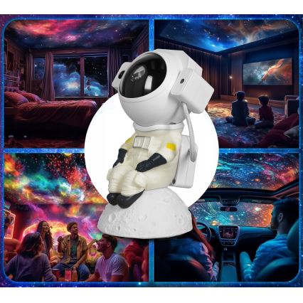 LED RGB projektor 3 v 1 LED/5W/5V 3000/4000/6000K astronaut + diaľkové ovládanie