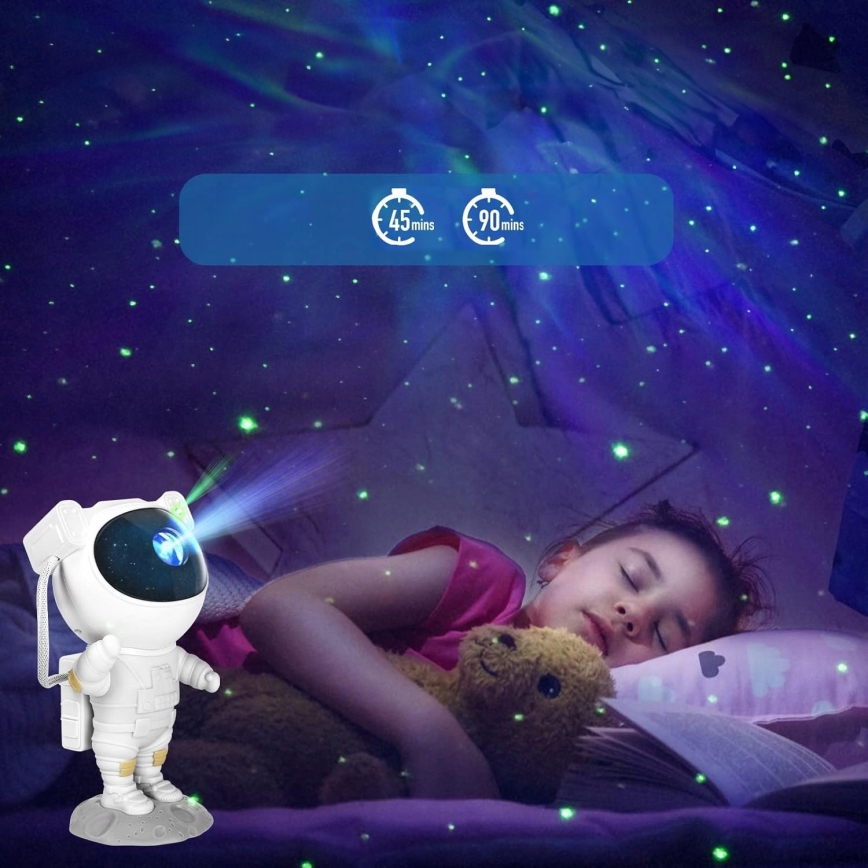 LED RGB projektor LED/5W/5V astronaut + diaľkové ovládanie