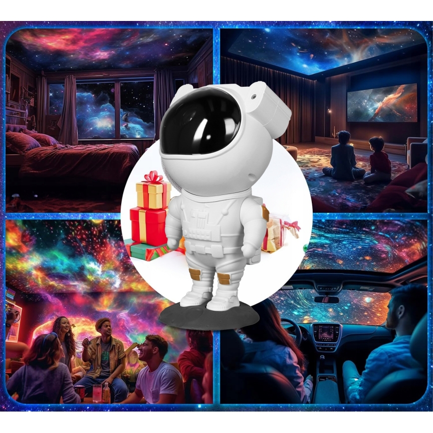 LED RGB projektor LED/5W/5V astronaut + diaľkové ovládanie