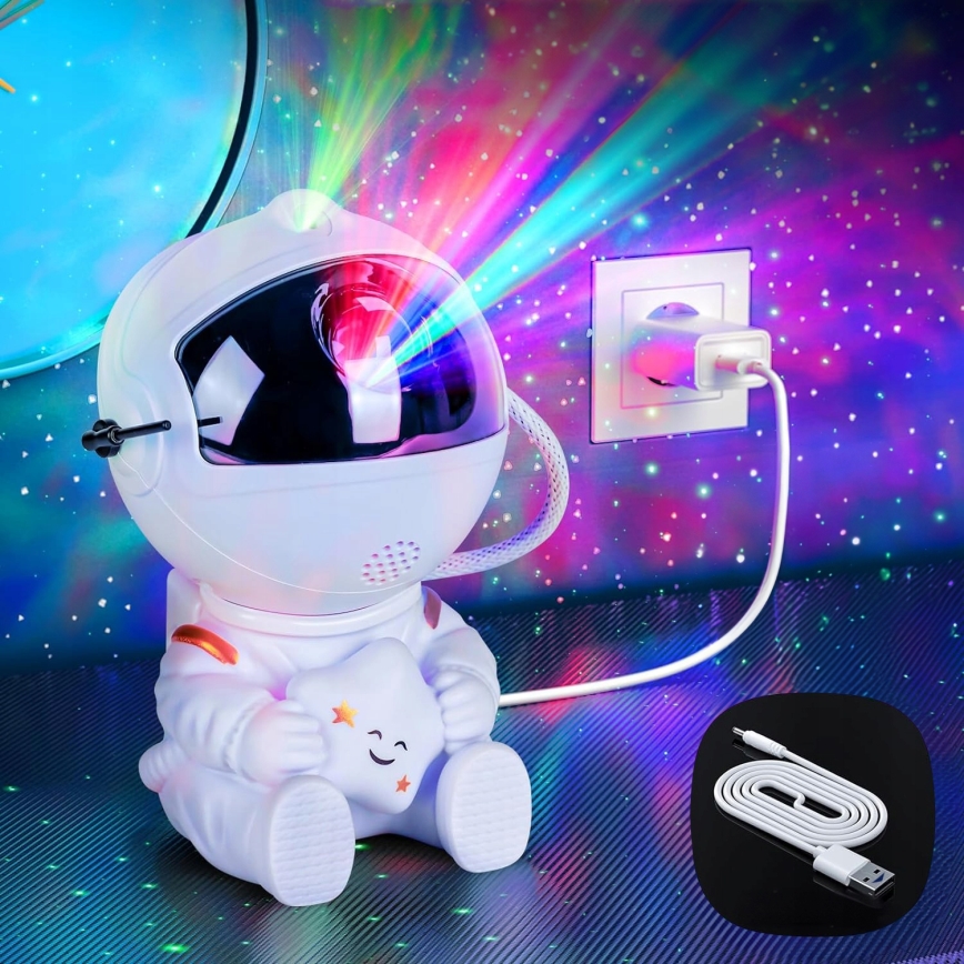 LED RGB projektor LED/5W/5V astronaut + diaľkové ovládanie