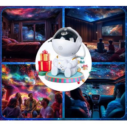 LED RGB projektor LED/5W/5V astronaut + diaľkové ovládanie
