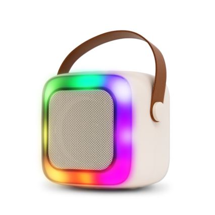 CONNECT IT CSP-1010-BG - LED RGB reproduktor s dvoma bezdrôtovými mikrofónmi, 5 W / 1200 mAh + 2× 400 mAh, krémová/zlatá