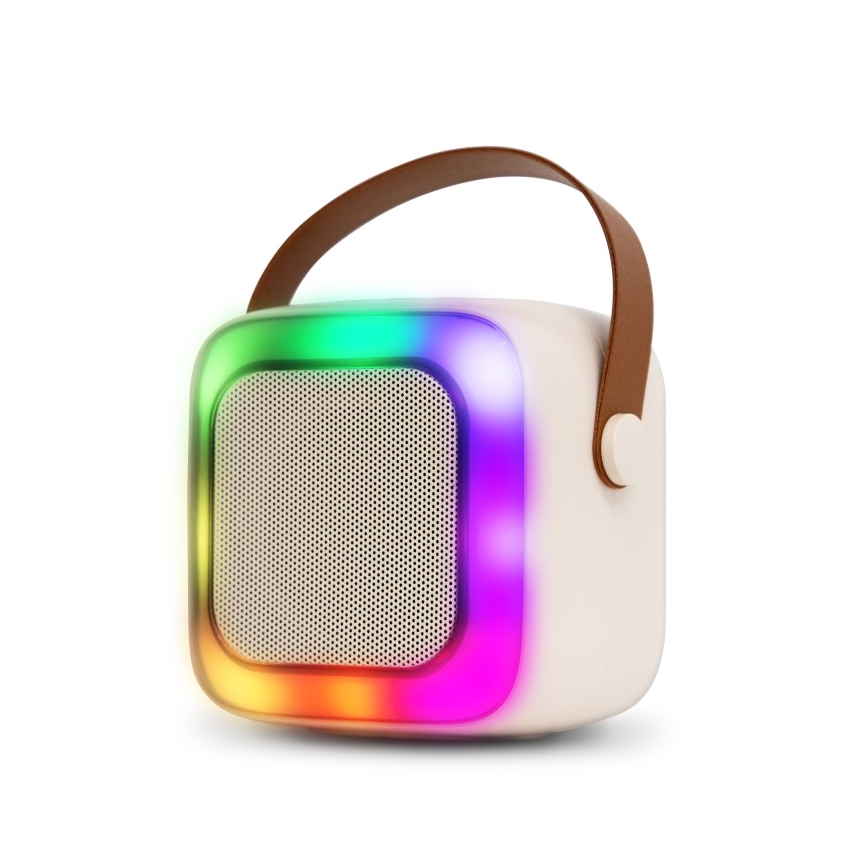 CONNECT IT CSP-1010-BG - LED RGB reproduktor s dvoma bezdrôtovými mikrofónmi, 5 W / 1200 mAh + 2× 400 mAh, krémová/zlatá